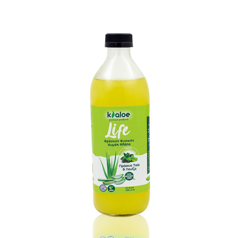 Βιολογικός Φυσικός Χυμός Αλόης με Πράσινο Τσάι & Λουίζα 1Lt - KALOE